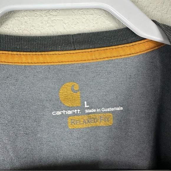 Carhartt Men’s Gray Relaxed Fit Long Sleeve Crew Neck Tee Shirt Size Large - Picture 4 of 5